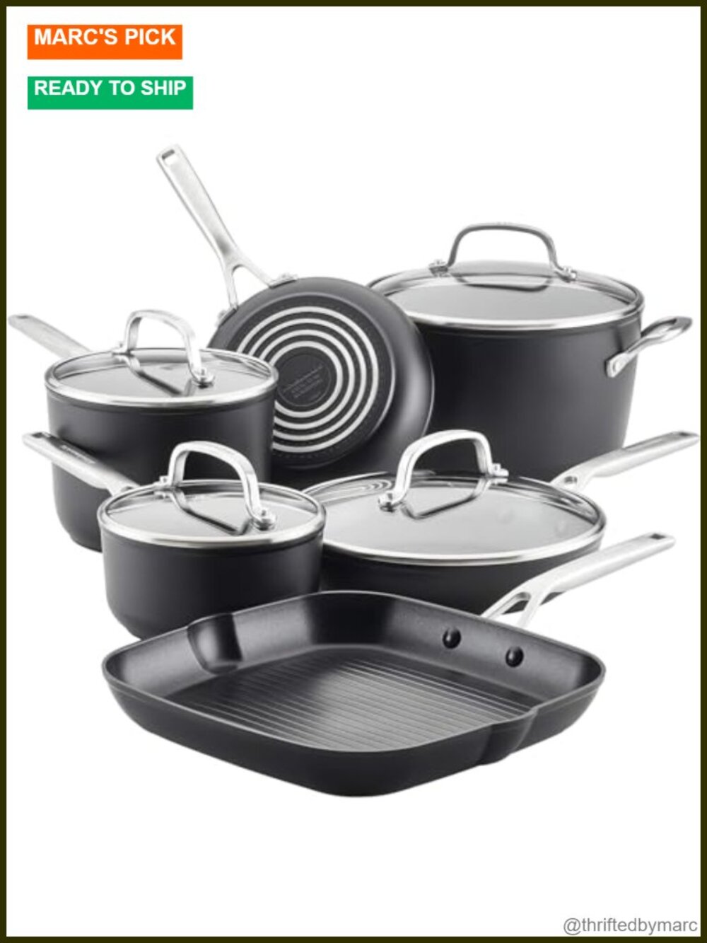 Hard Anodized Induction Nonstick Cookware Pots and Pans Set 10-Piece
